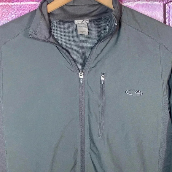 Champion Windbreaker Jacket Small Green Nylon Grey Outdoor Full Zip - Picture 4 of 7